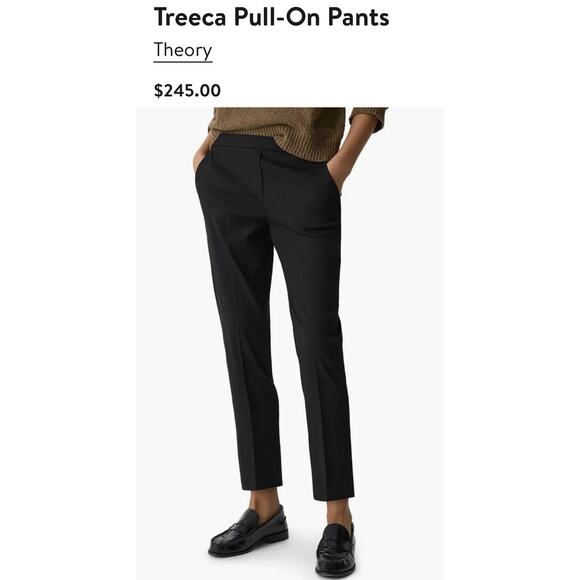 Theory Trecca Pull On Black Pants Sz 2 Career Office Capsule Minimalist - Picture 1 of 12
